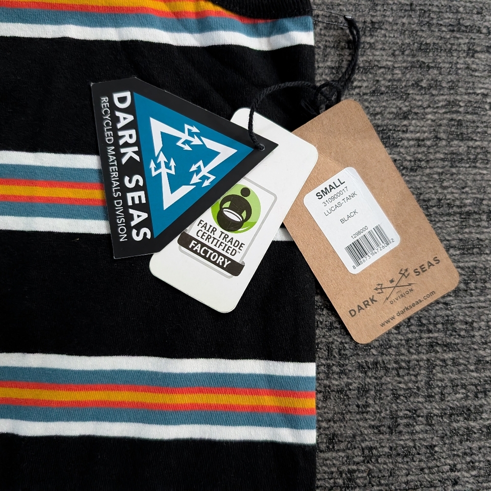Dark Sea Men’s Black Striped Tank Top with Multicolor Bands - Picture 2 of 5